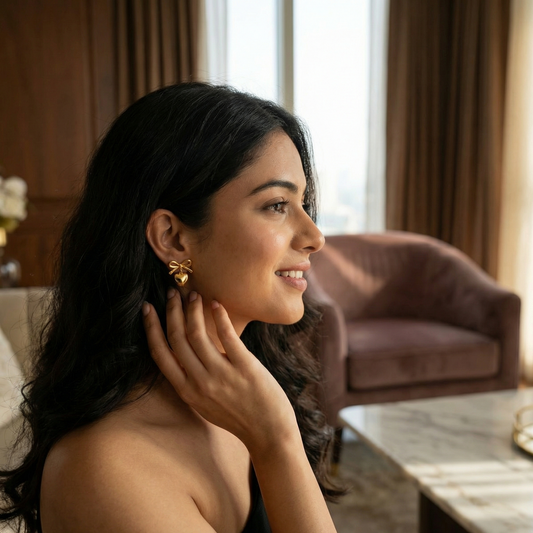 Golden Heart Bow Studs