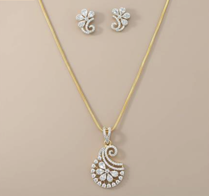 Curved Petal Drop Necklace Set
