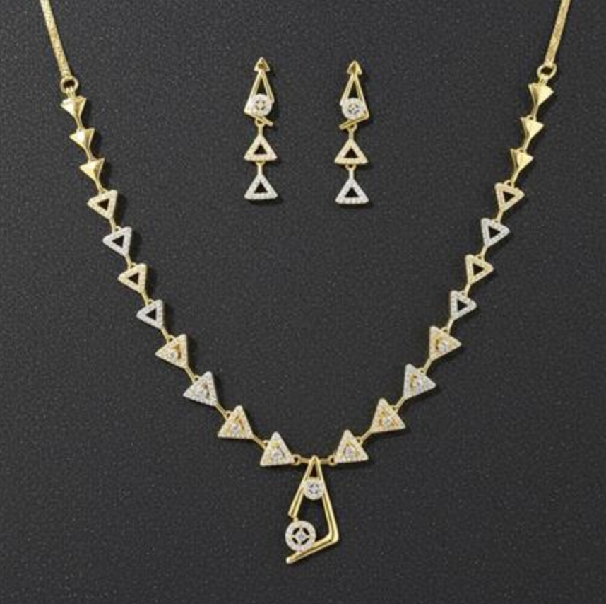 Geometric Arrow Triangle Necklace Set
