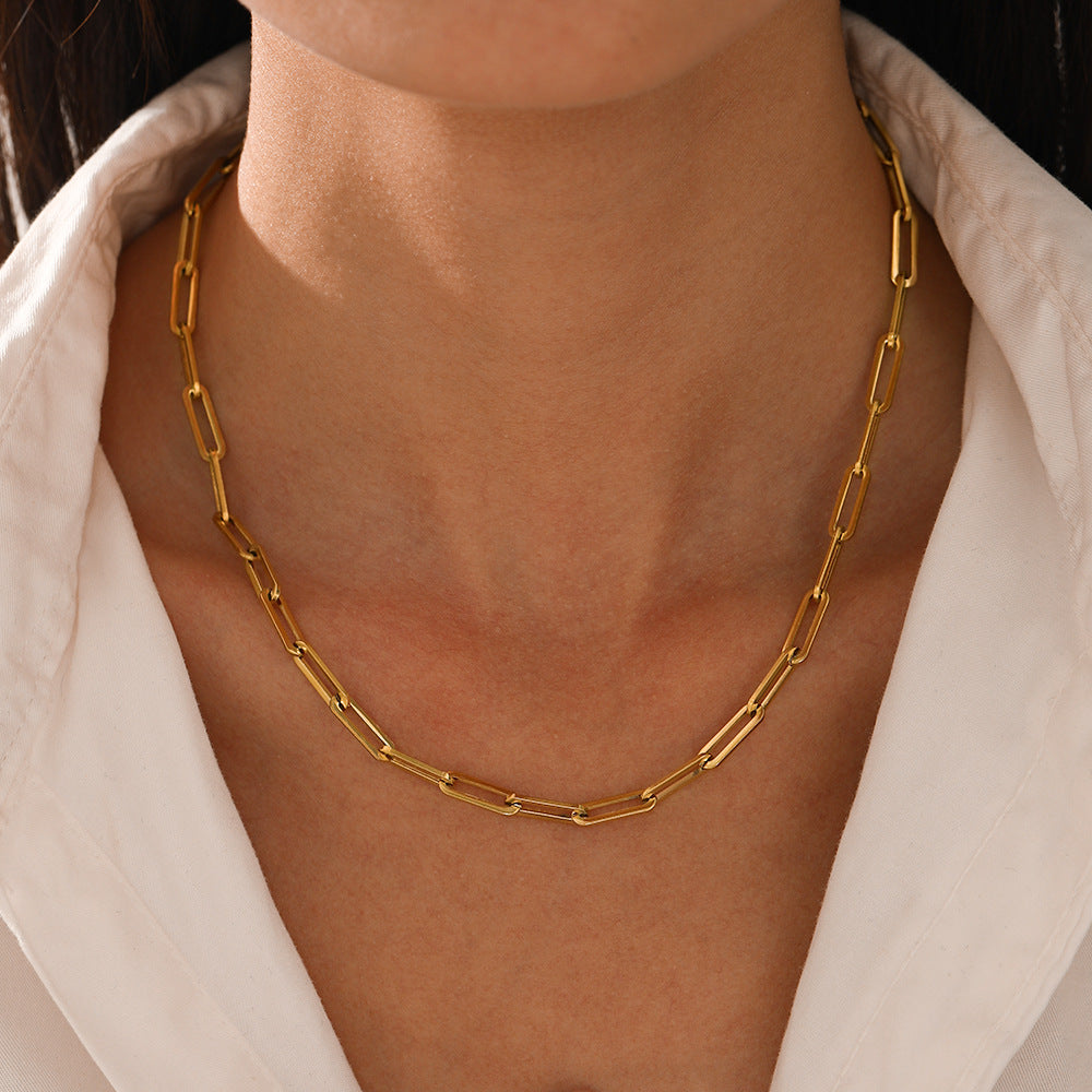 Golden Paperclip Chain Necklace