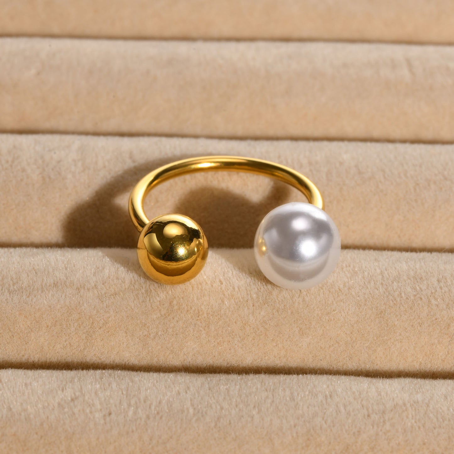 Dual sphere adjustable open ring