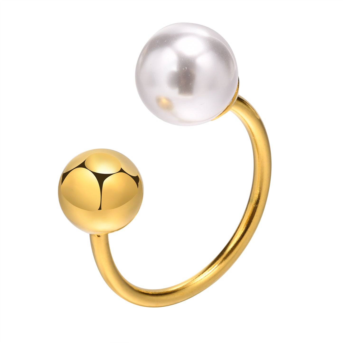 Dual sphere adjustable open ring
