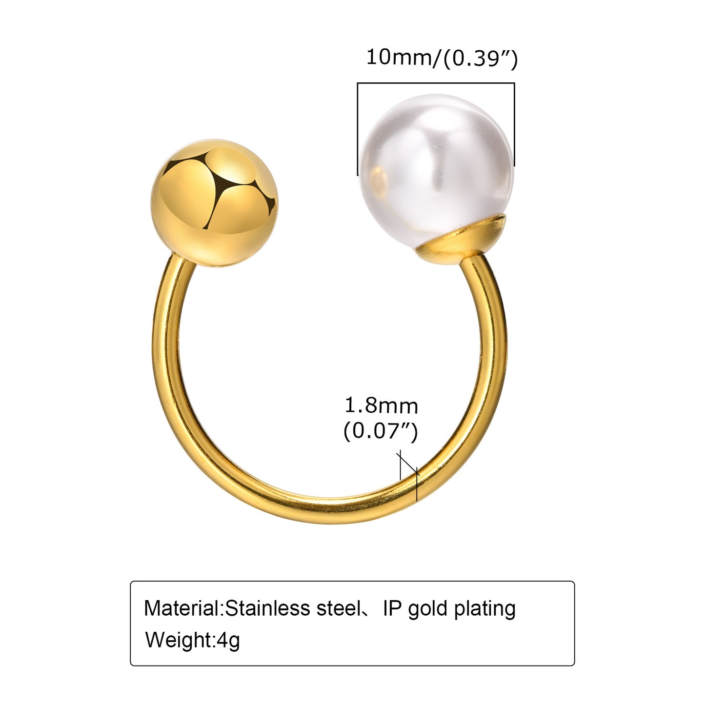 Dual sphere adjustable open ring