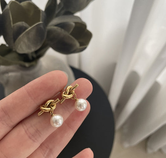 Infinity Pearl Drop Earrings