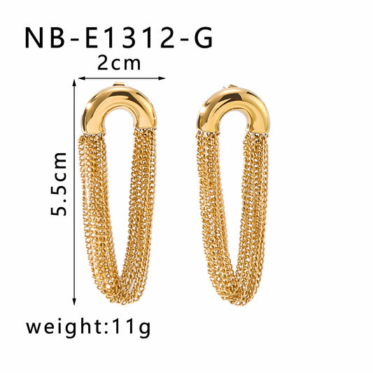 Gold Plated Arc Chain Earrings