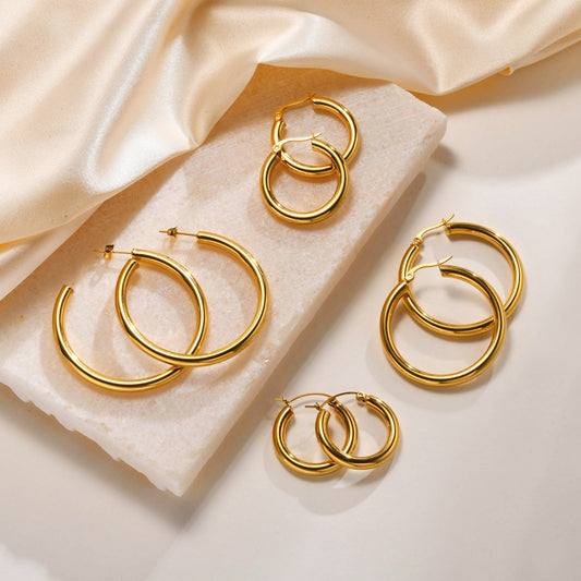 Simple Style Gold Plated Hoops