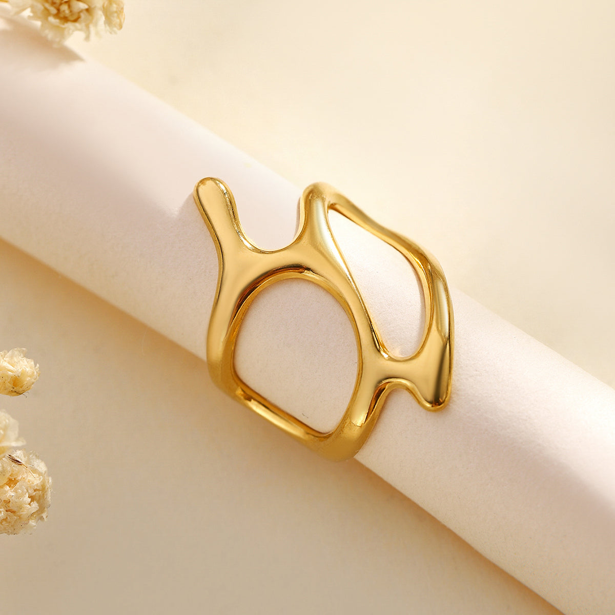 Abstract Openwork Gold Ring – Contemporary Statement Piece