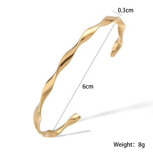 Twisted Open Gold Plated Bangle