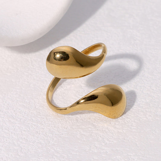 Abstract wave gold plated ring