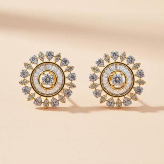 Petal Halo Disc Stud Earrings