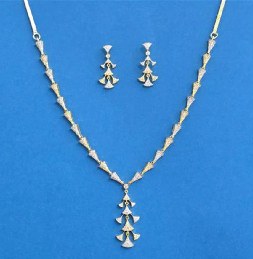 Two-Tone Triangle Drop Necklace Set