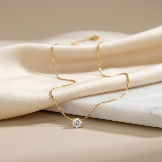 Gold Plated Diamond Charm Necklace