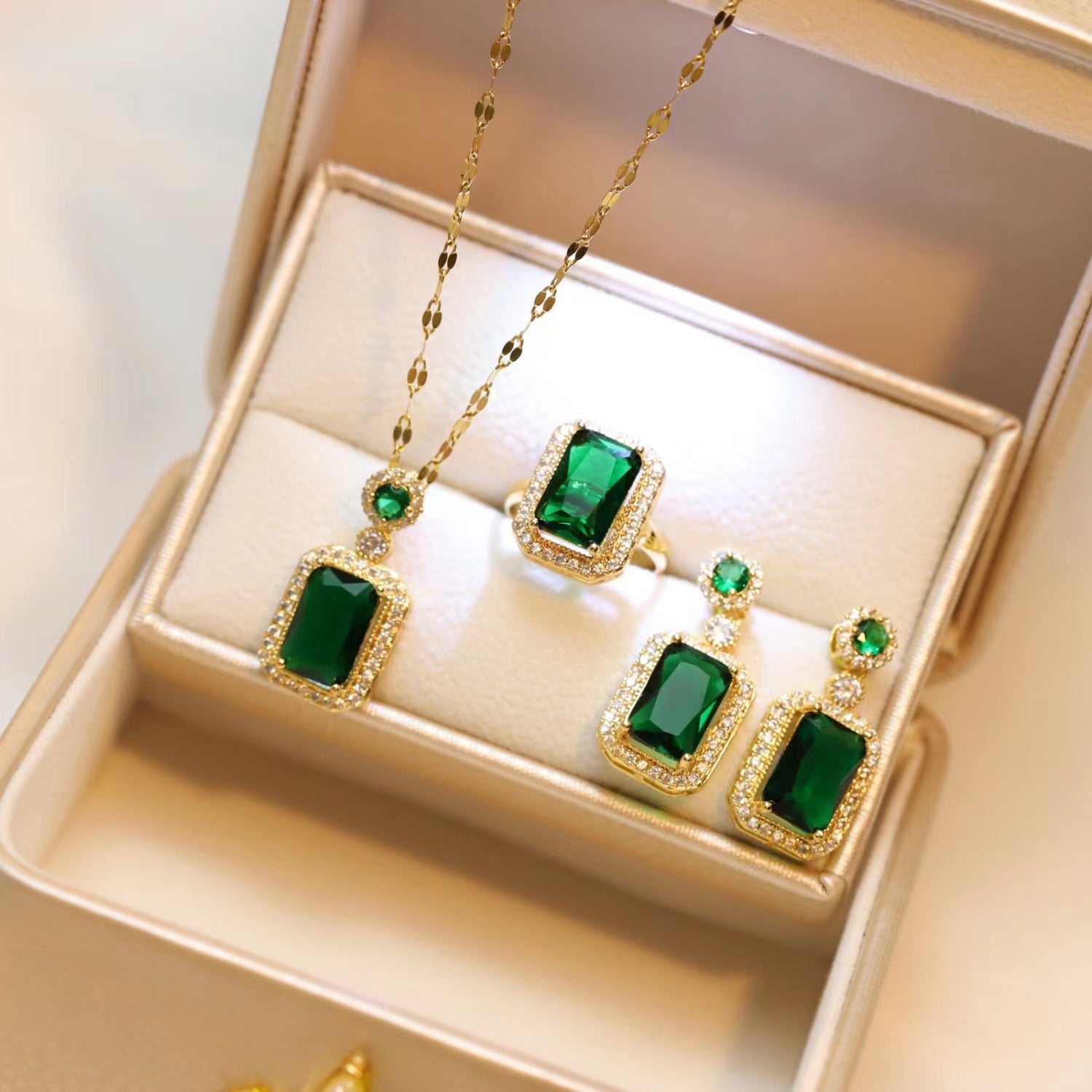 Regal Rectangular Emerald Ensemble