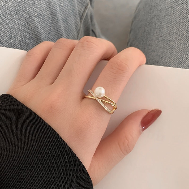 Pearl Wrap Sparkle Ring