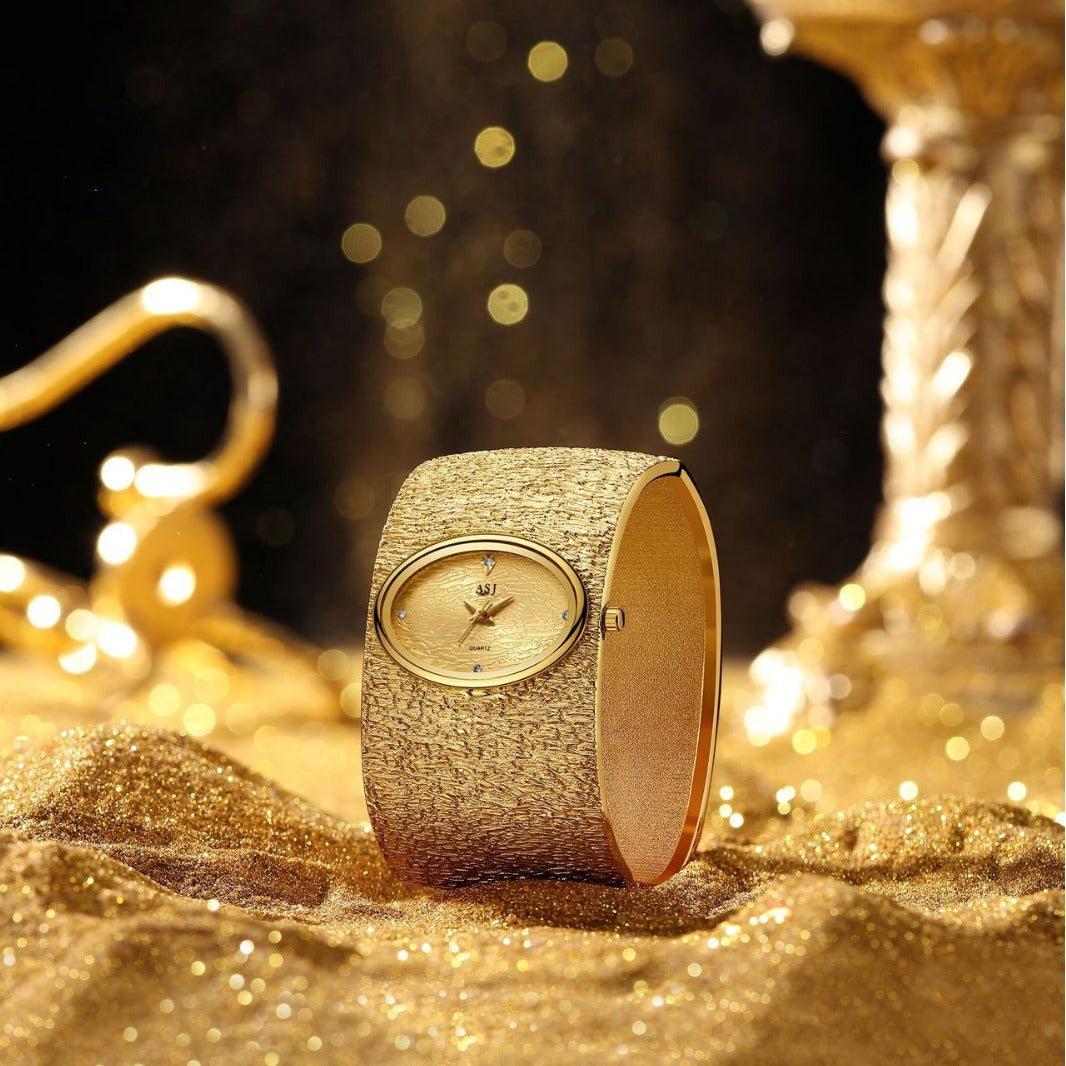 Radiant Sand-Textured Statement Watch