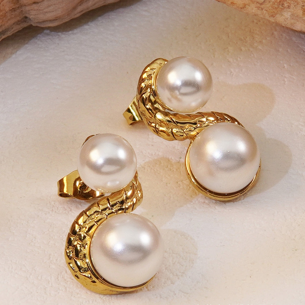 Double Pearl Woven Studs