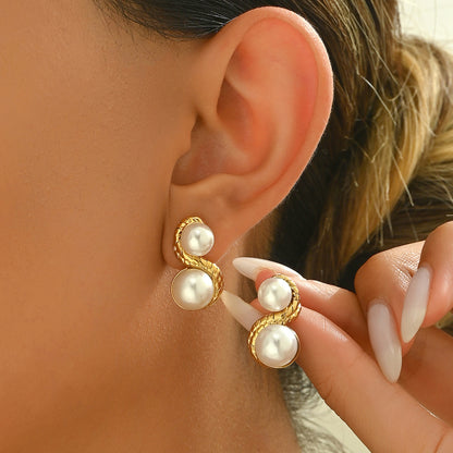 Double Pearl Woven Studs