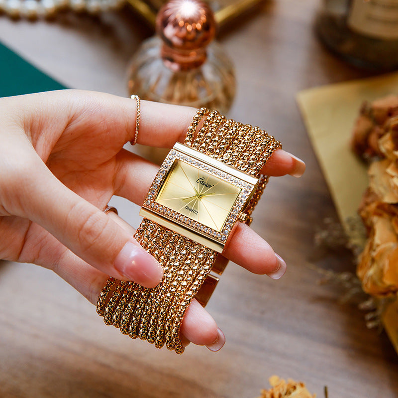 Radiant Multi-Band Beaded Jewelry Watch