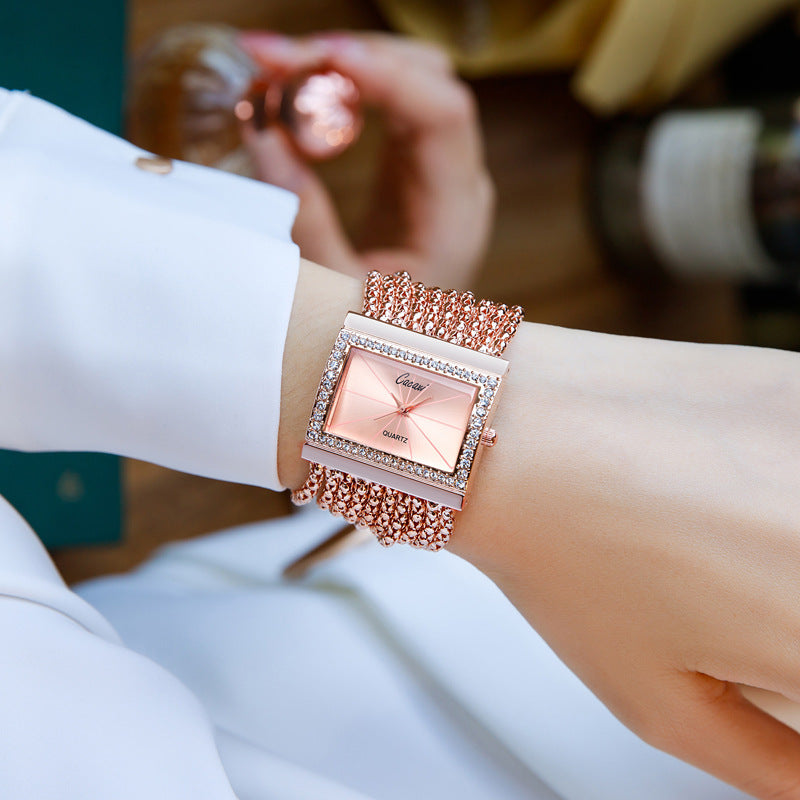 Radiant Multi-Band Beaded Jewelry Watch
