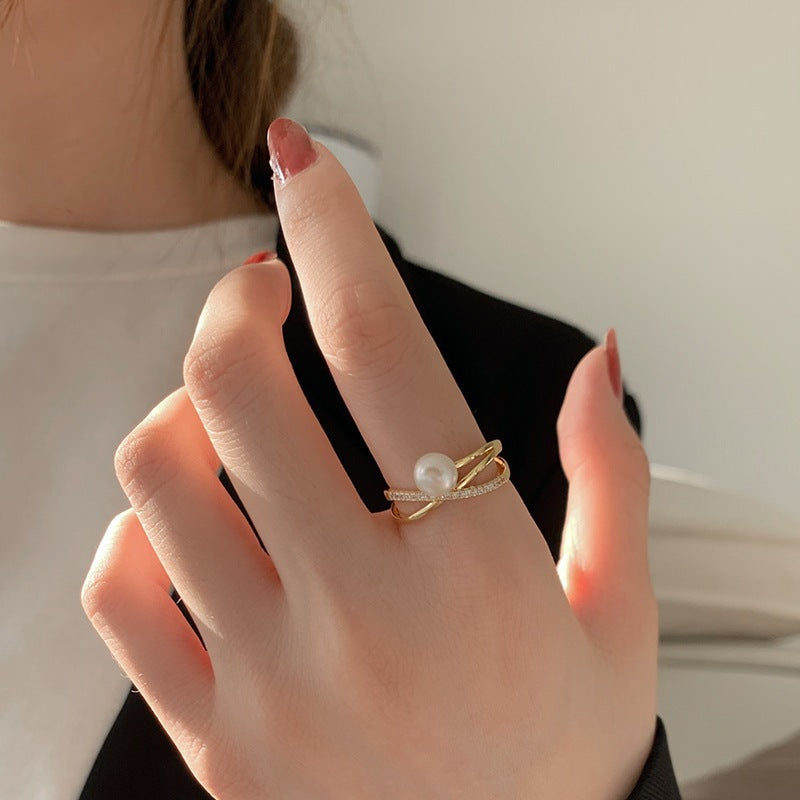 Pearl Wrap Sparkle Ring