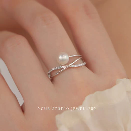 Pearl Wrap Sparkle Ring