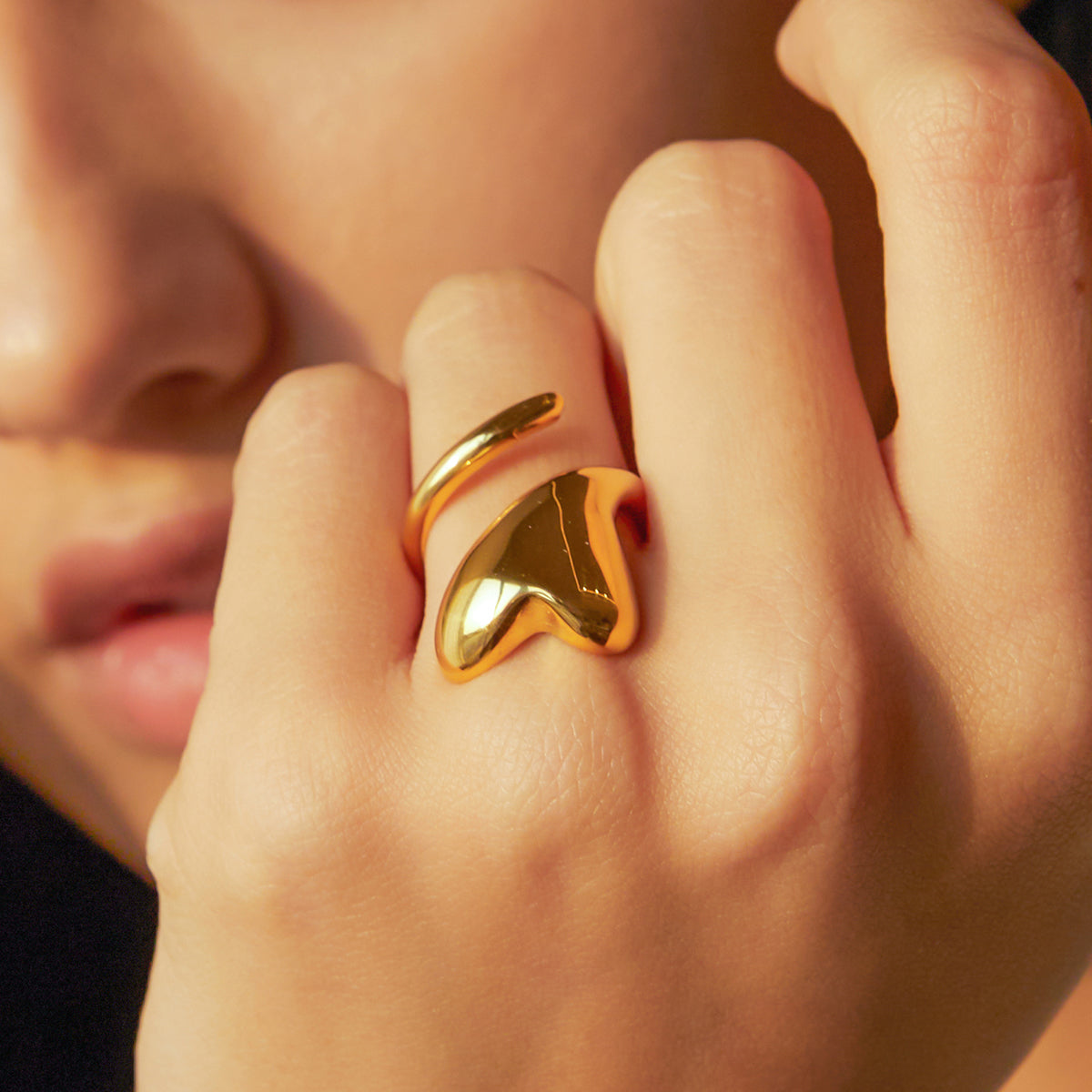 Heart Shape Gold Plated open ring