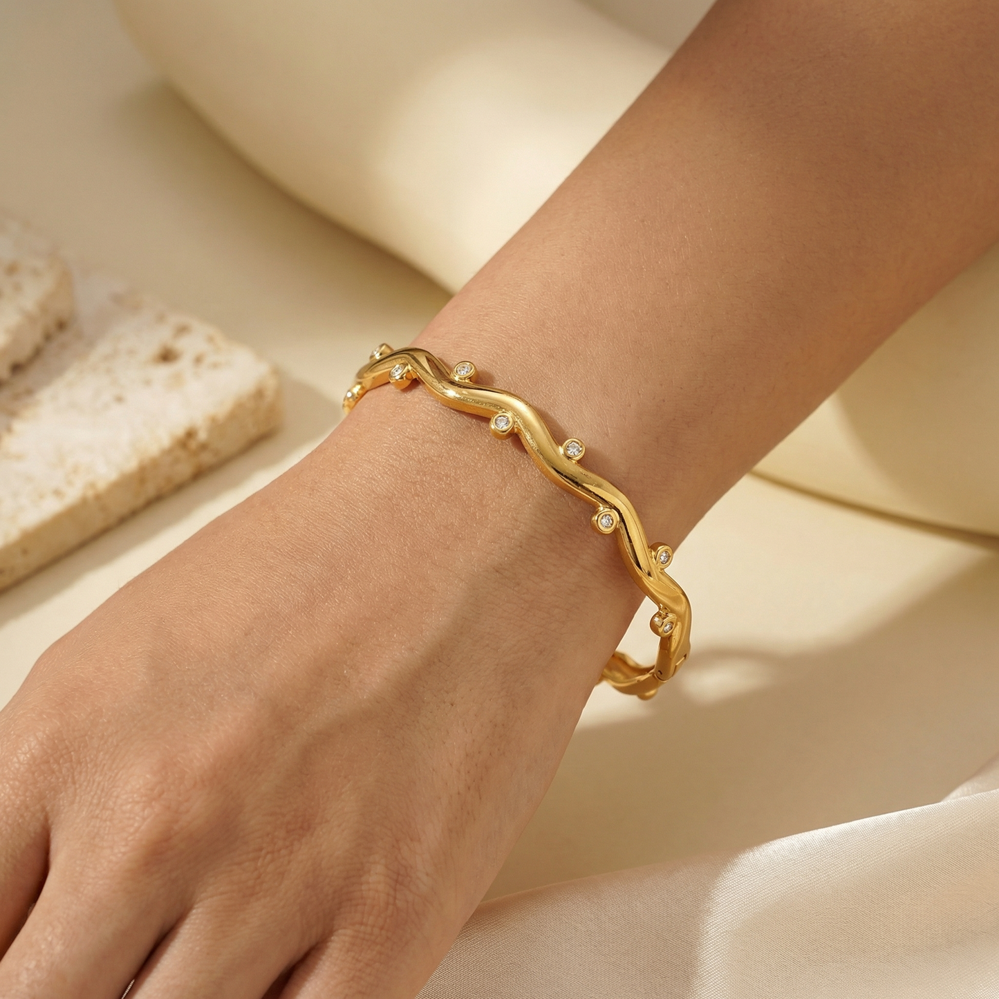 The Crystal Ripple Bangle