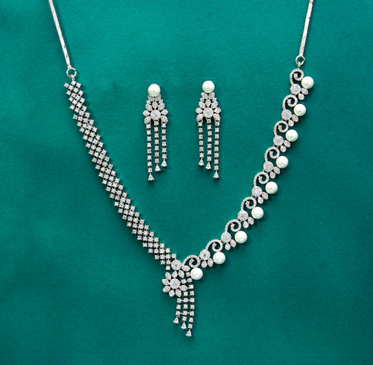 Asymmetric Pearl Vine Necklace Set