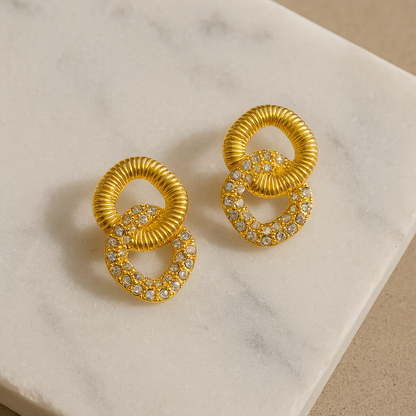 Ribbed & Crystal Link Earrings