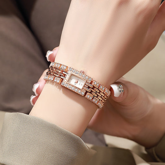 Crystal-Accented Tank Watch Bracelet