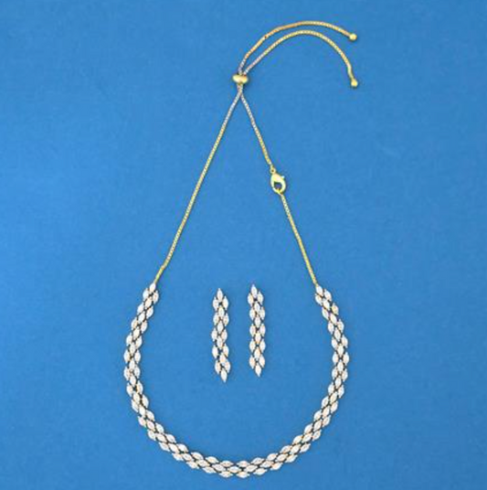 Diamond Look Leaf Chain Set