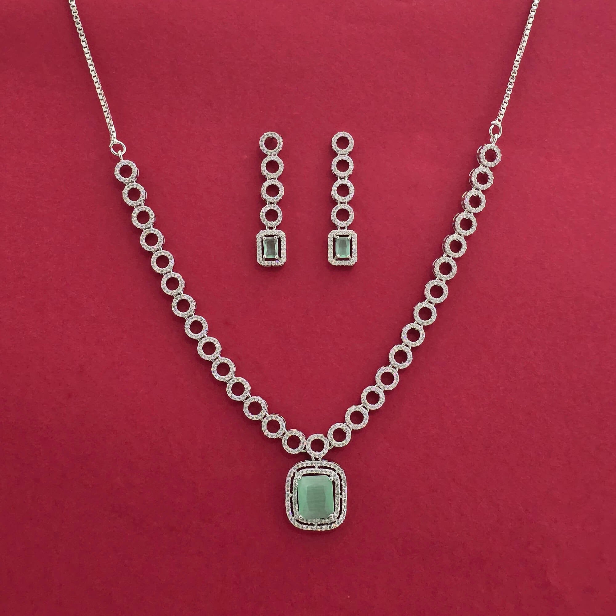 Emerald Cut Solitaire Necklace Set