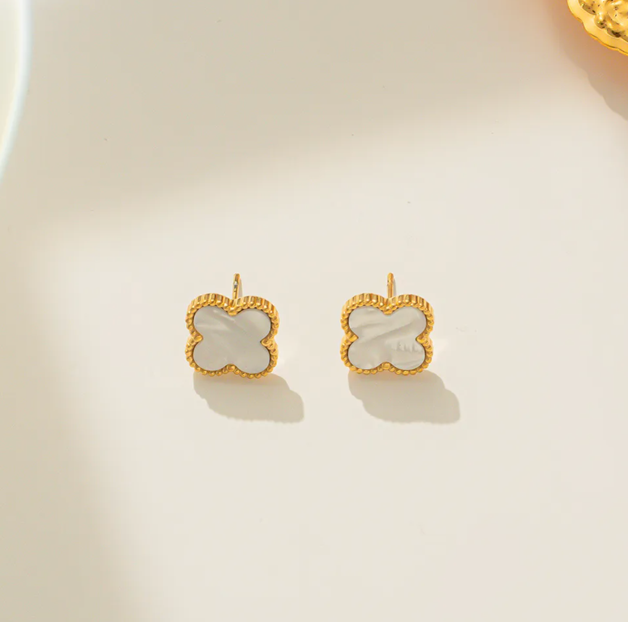 Four Leaf Clover Studs (White)