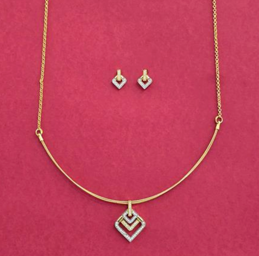 Geometric Chevron Curve Pendant Set