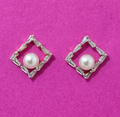 Geometric Pearl Studs