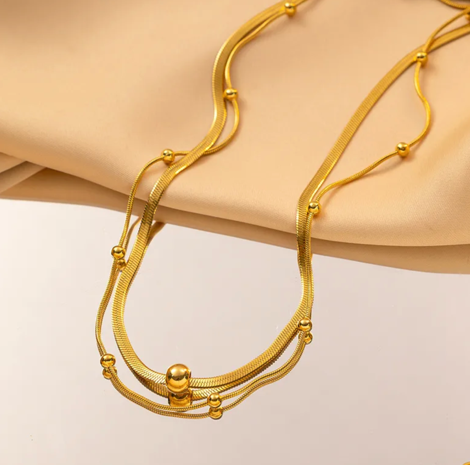 Glide Luxe Double Layer Beaded Necklace