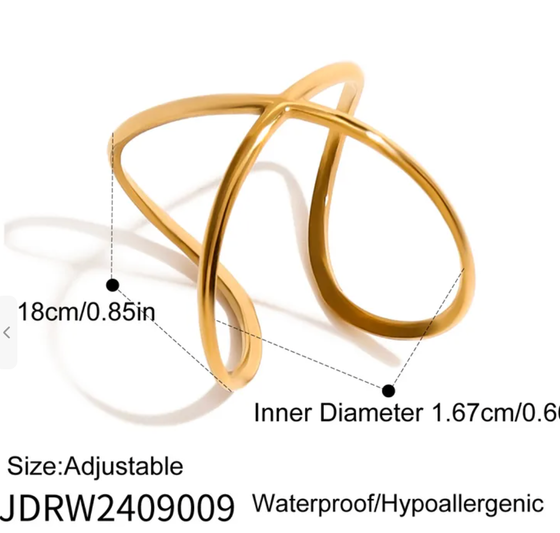 Gold Plated cross open ring
