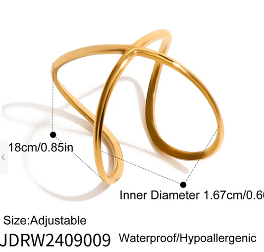 Gold Plated cross open ring