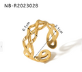 Gold Plated cross waves open ring