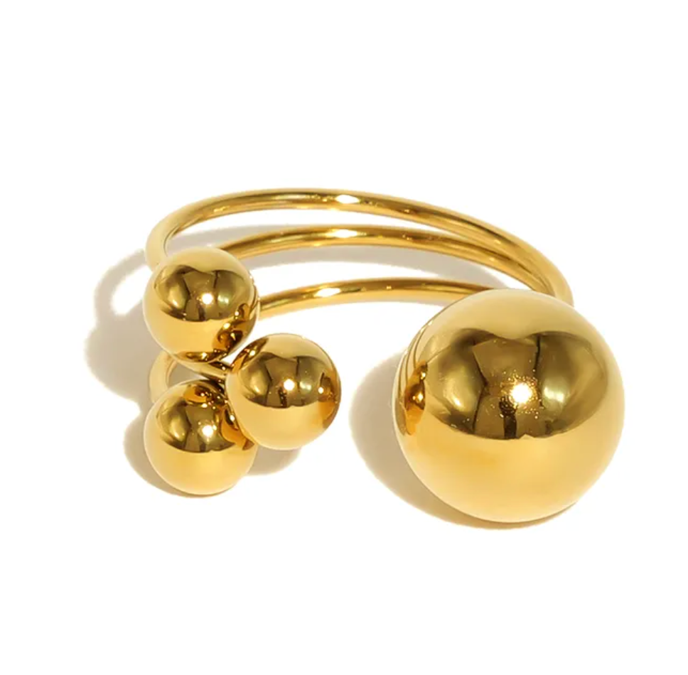 Gold Plated French Ball Open ring