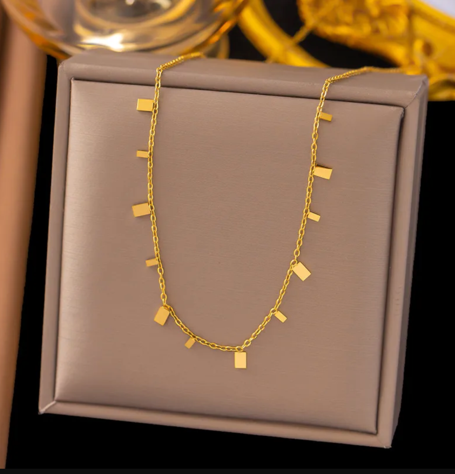 Gold Plated Geometric Charms Necklace