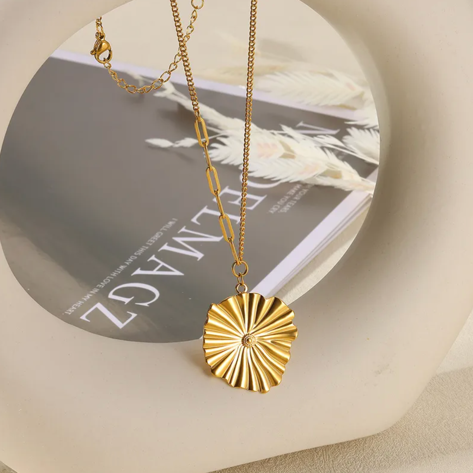 Gold Plated Hammered Necklace