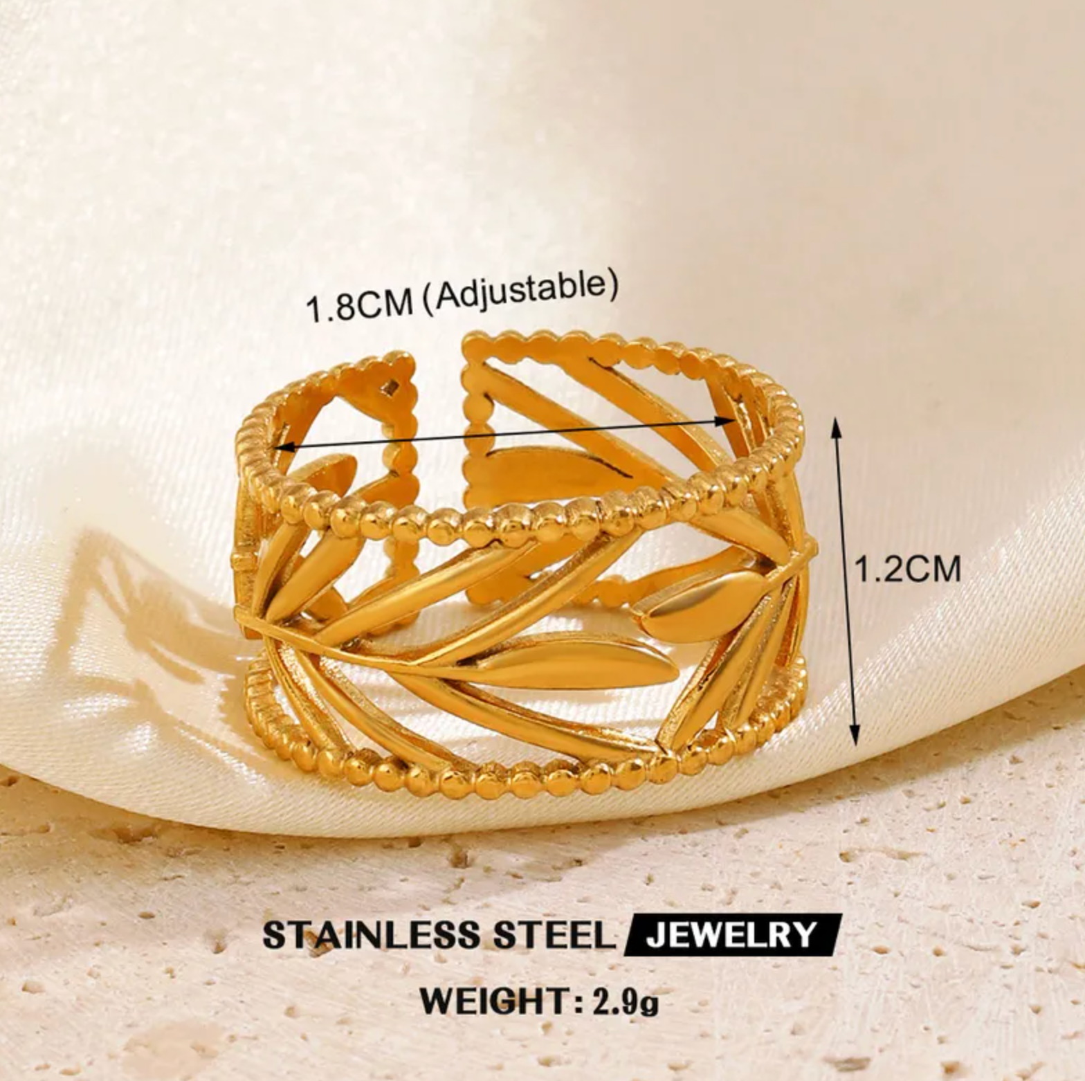 Gold Plated Leaf Ring