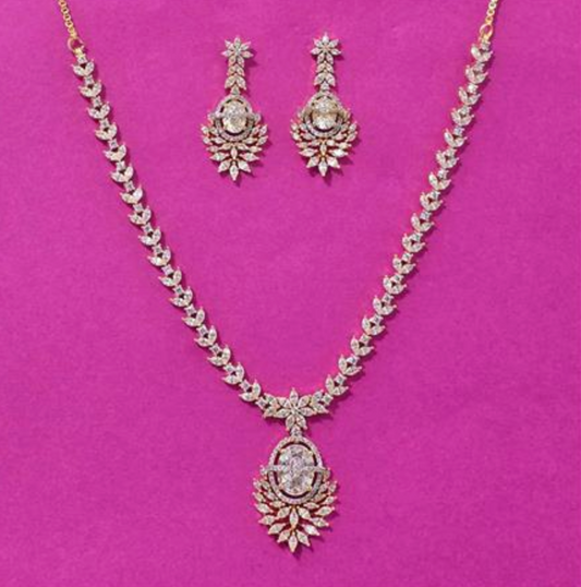 Gold Plated Marquise Link Necklace Set