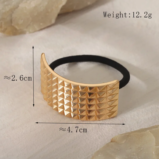 Gold Plated Square Grid Hair Tie