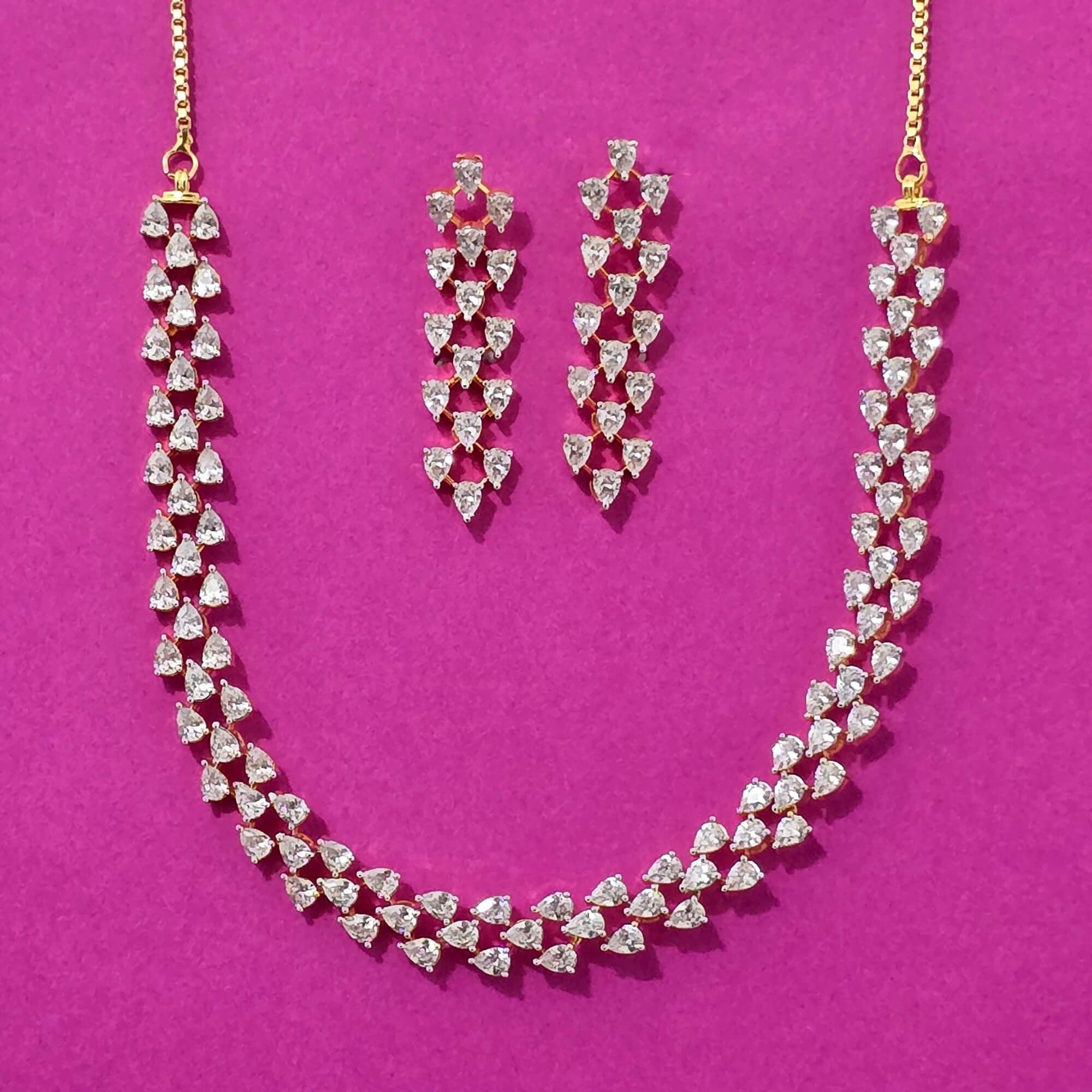 Gold Plated Trillion Cut Necklace Set
