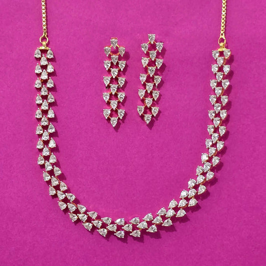 Gold Plated Trillion Cut Necklace Set