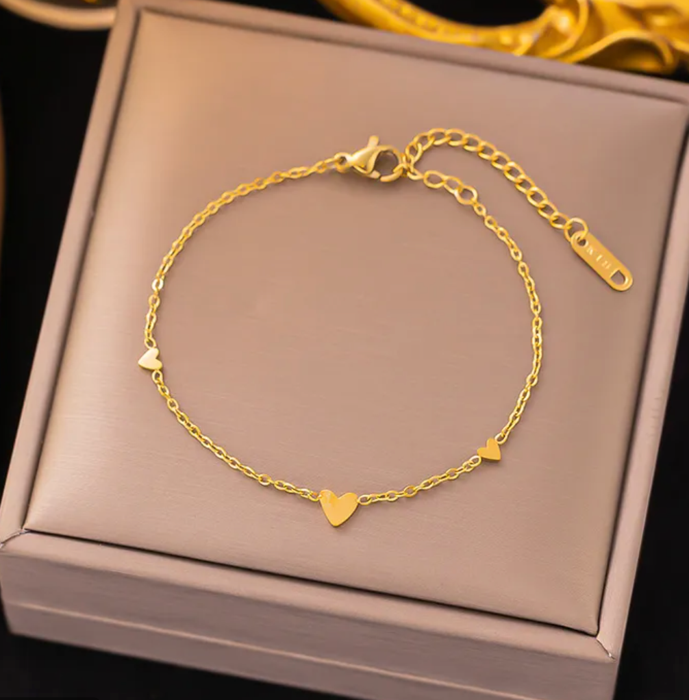 Gold Plated Triple Hearts Bracelet