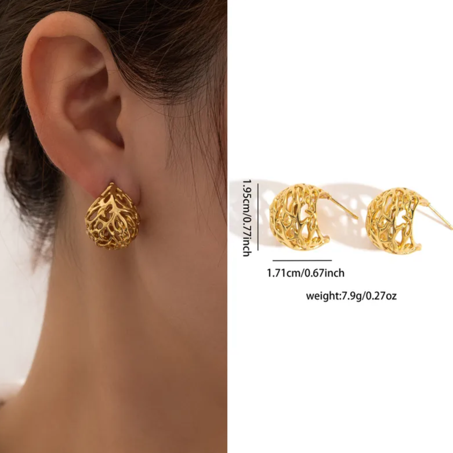 Gold Plated Vine Studs