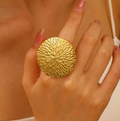 Gold Plated LargeFlower Open ring